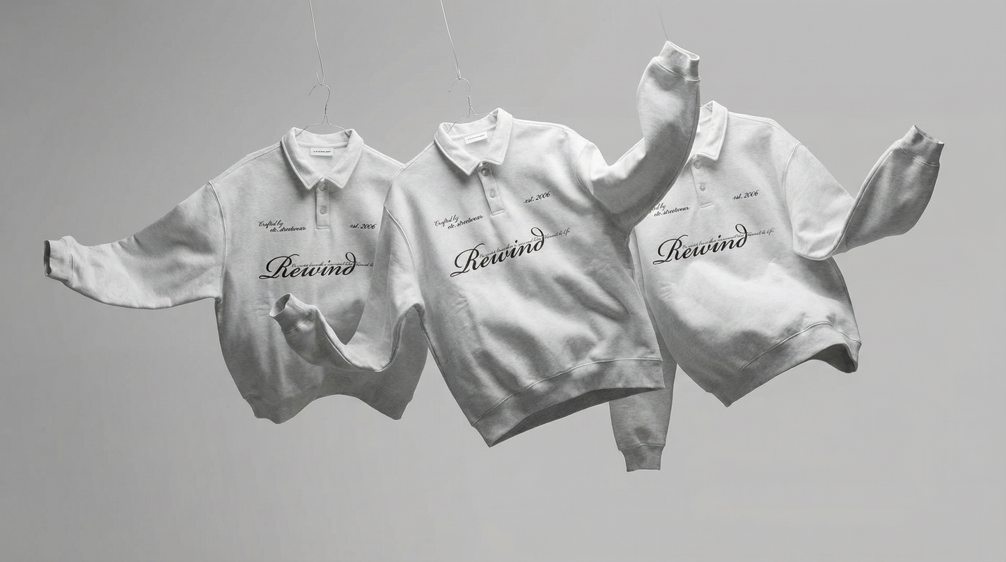 "Rewind It All" Polo-Collar Sweatshirt
